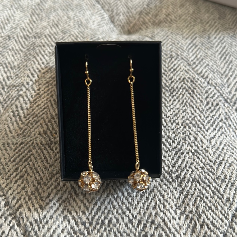 Sparkle drop linear earrings. Avon. brand new in box